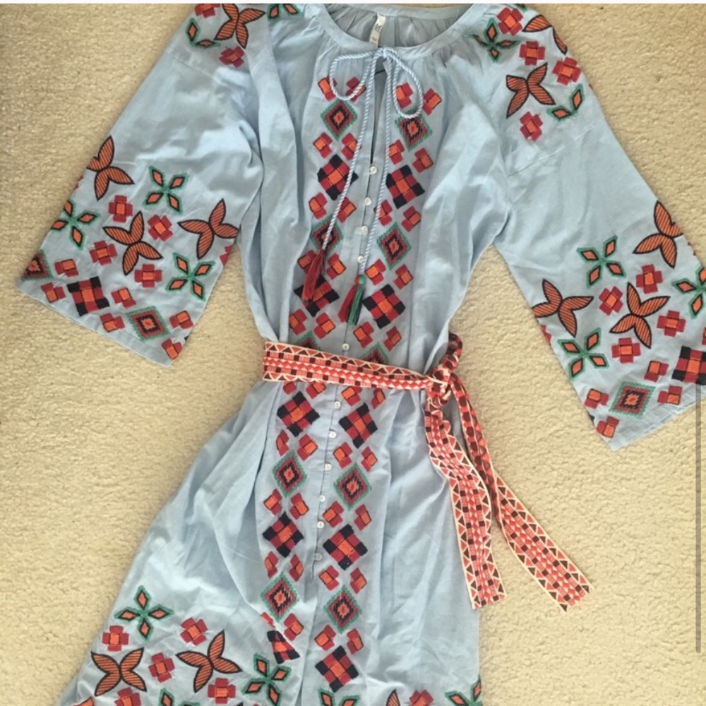 🌸ZARA EMBROIDERED MIDI KIMONO STYLE DRESS🌸 - Picture 7 of 8